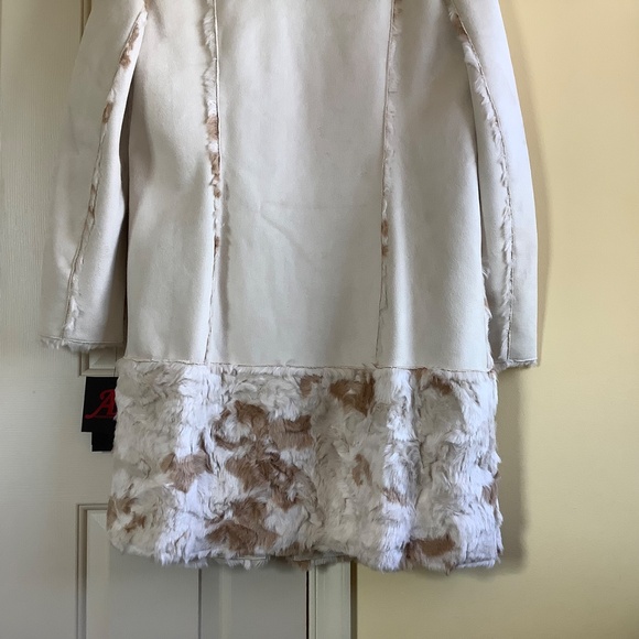 Adrienne Landau Reversible Faux Fur Shearling Coat Ivory Large - Picture 5 of 14